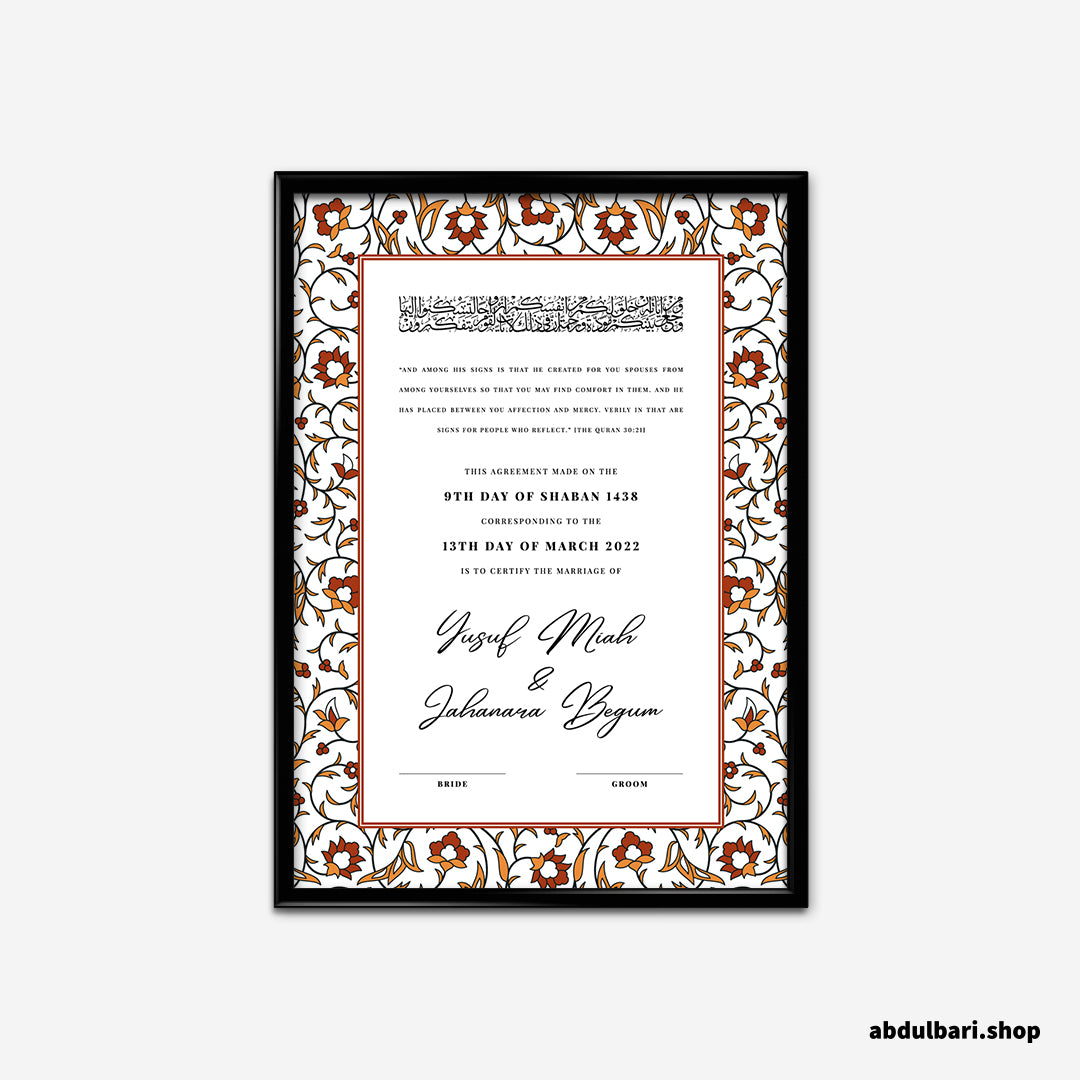 Autumn Floral | Nikkah Certificate