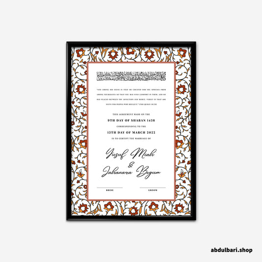 Autumn Floral | Nikkah Certificate